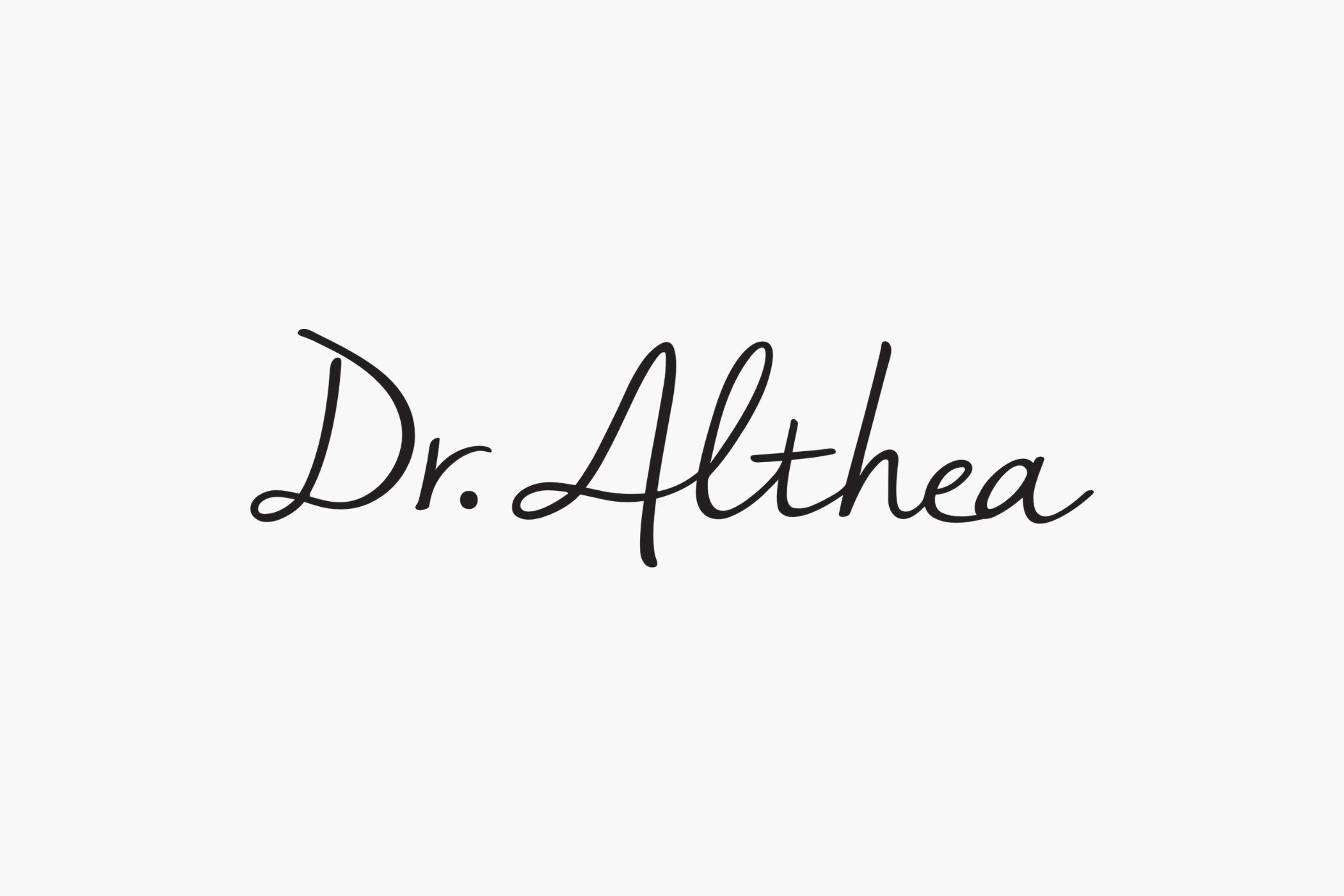 Dr. Althea logotips melnā krāsā uz balta fona