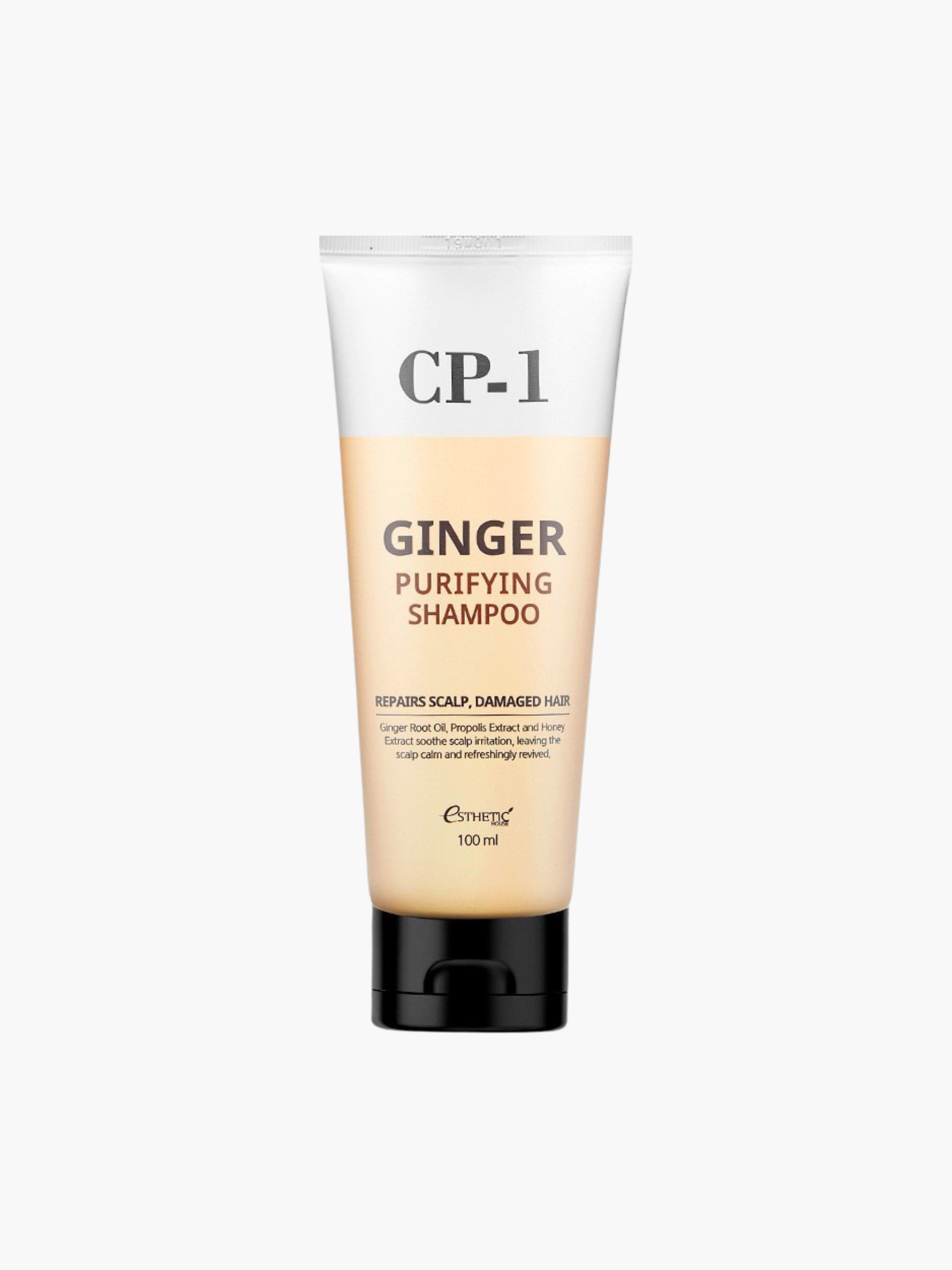CP-1 Ginger Purifying Shampoo 100 ml, atjaunojošs un attīrošs šampūns ar ingveru, palīdz attīrīt galvas ādu un samazināt taukainību, atsvaidzina un līdzsvaro, stiprina matu saknes un piešķir vieglumu, piemērots ikdienas lietošanai, korejas kosmētika Latvijā