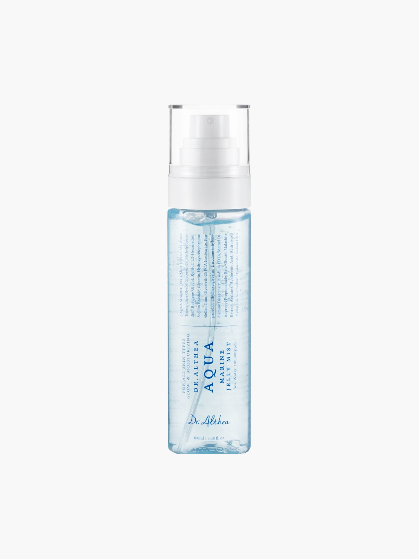 
Dr. Althea Aqua Marine Jelly Mist, atsvaidzinošs želejas mists sejai, uzreiz mitrina un nomierina ādu, piešķir svaigumu un komfortu visas dienas garumā, piemērots ikdienai un grimam pa virsu, korejas kosmētika Latvijā