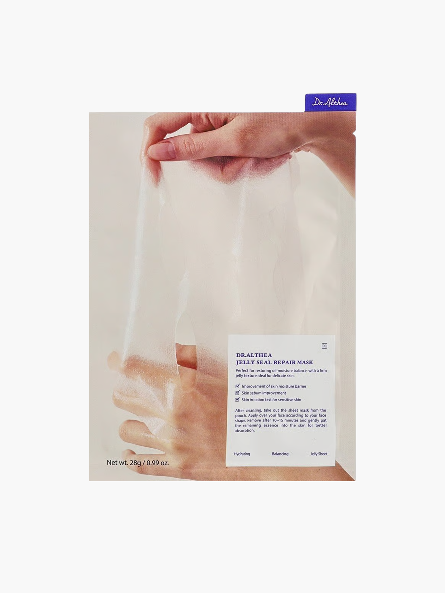 Dr. Althea Jelly Seal Repair Mask 1 gab., atjaunojoša auduma maska, palīdz stiprināt ādas barjeru, korejas kosmētika Latvijā