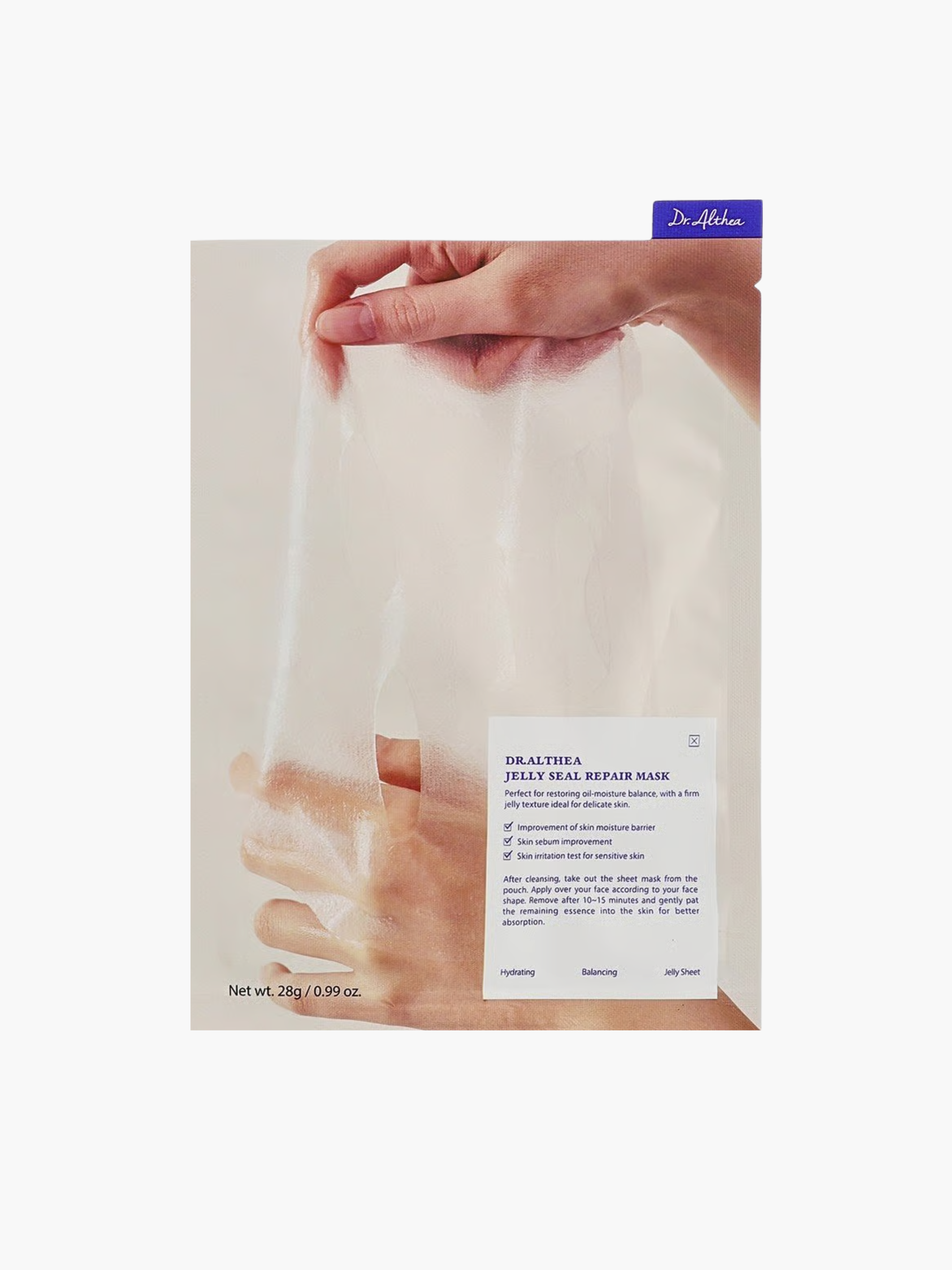 Dr. Althea Jelly Seal Repair Mask 1 gab., atjaunojoša auduma maska, palīdz stiprināt ādas barjeru, korejas kosmētika Latvijā