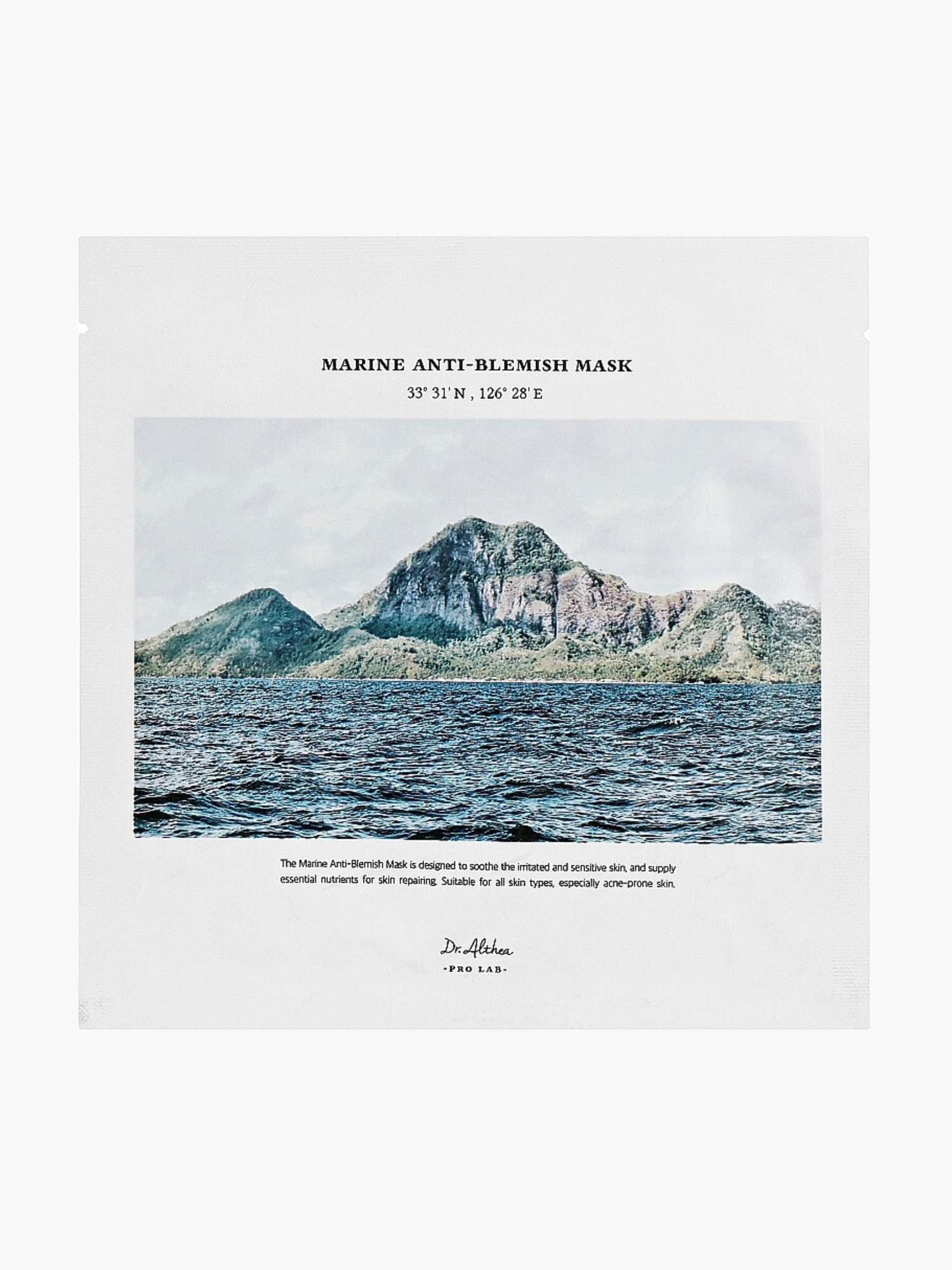 Dr. Althea Marine Anti-Blemish Mask 1 gab., auduma maska pret pinnēm un izsitumiem, korejas kosmētika Latvijā
