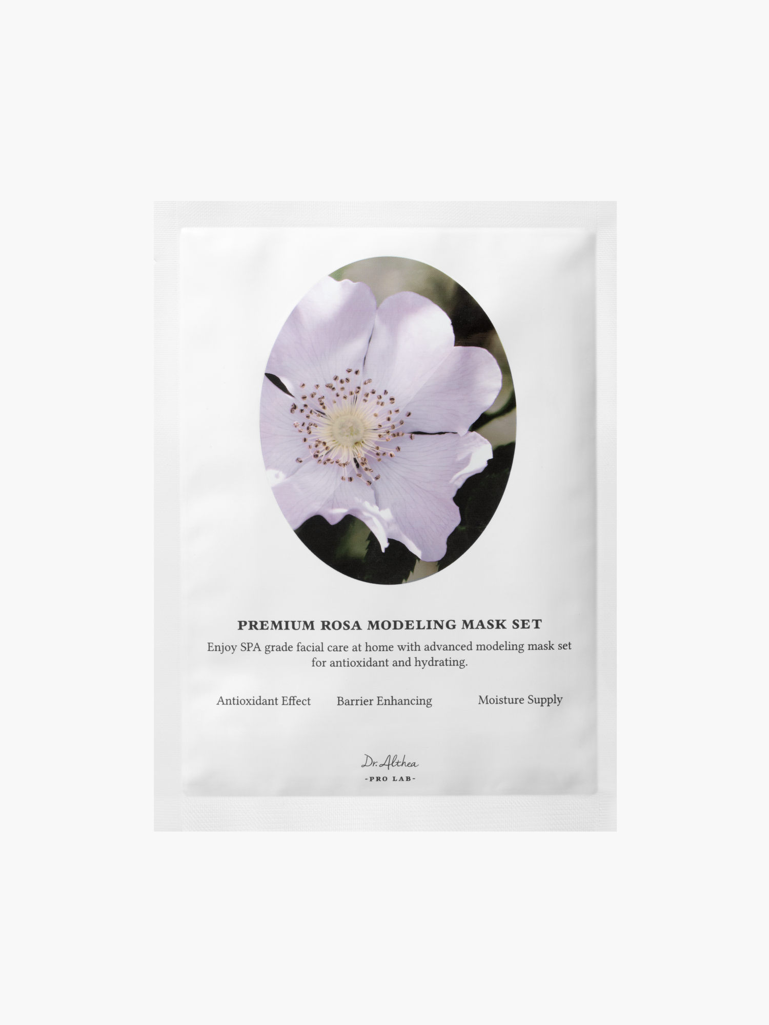 Dr. Althea Premium Rosa Modeling Mask, modelējoša algināta maska ar rozes ekstraktu un hialuronskābi, intensīvai mitrināšanai un mirdzumam, palīdz uzlabot ādas elastību un gludumu, korejas kosmētika Latvijā