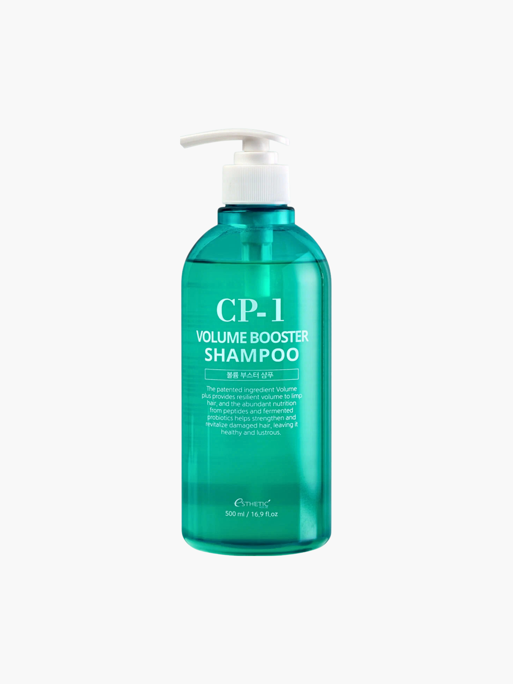 CP-1 Volume Booster Shampoo 500 ml, šampūns matu apjomam un stiprināšanai, īpaši smalkiem un novājinātiem matiem, maigi attīra galvas ādu, paceļ saknes un piešķir apjomu, palīdz samazināt lūšanu, padara matus vieglākus un kuplākus, piemērots ikdienas lietošanai, korejas kosmētika Latvijā