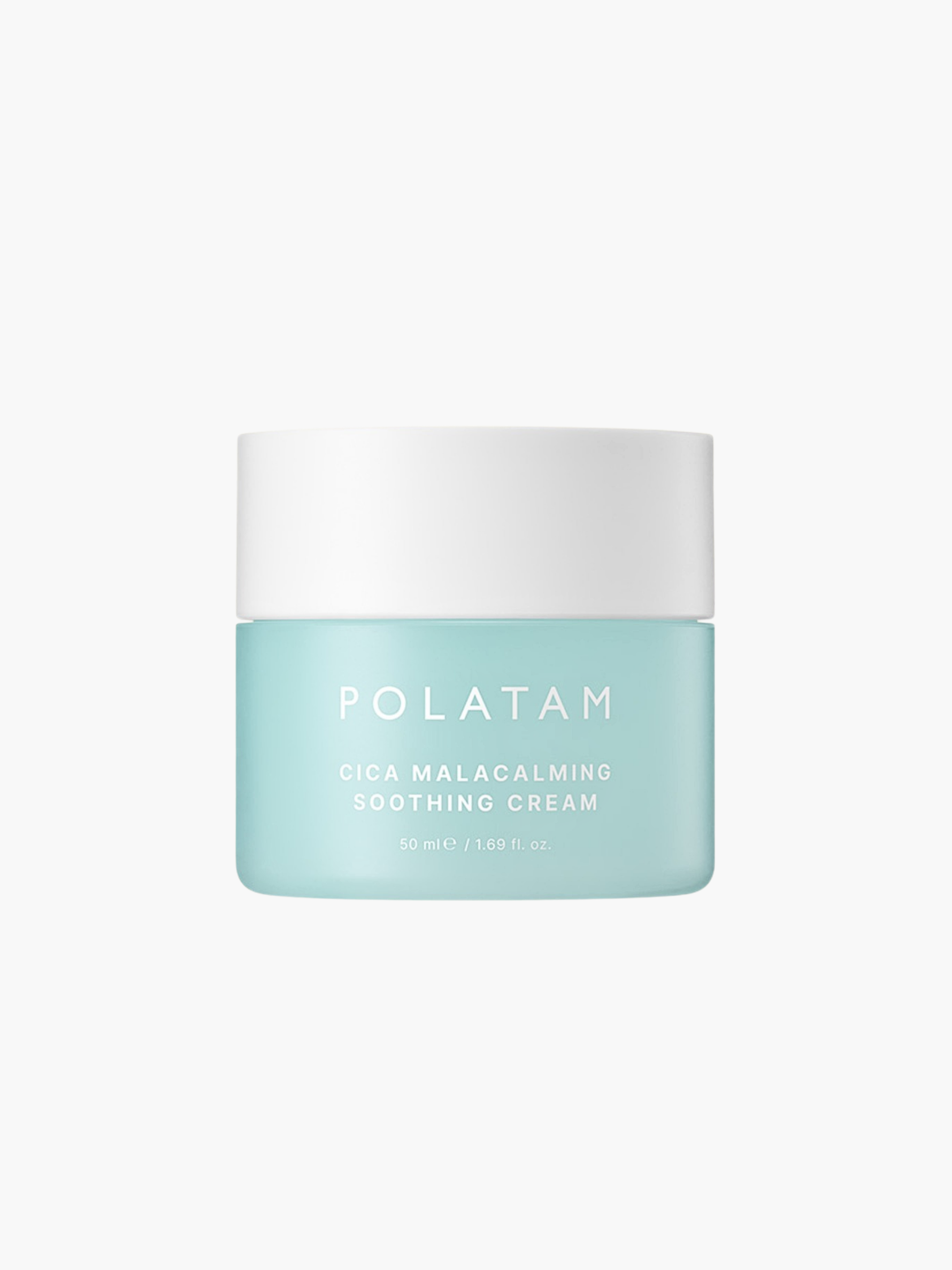 Polatam Cica Malacalming Soothing Cream 50 ml, nomierinošs un mitrinošs sejas gēlkrēms ar cica, palīdz mazināt apsārtumu un diskomfortu, stiprina ādas barjeru, piemērots jutīgai ādai, ikdienas lietošanai, korejas kosmētika Latvijā