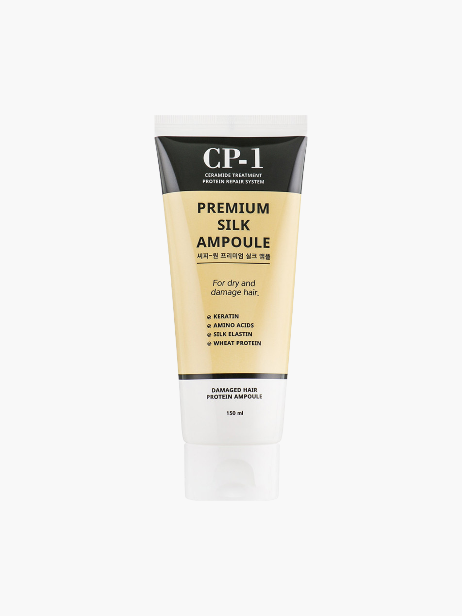 CP-1 Premium Silk Ampoule 150 ml, neizskalojams serums matiem, izlidzina un nogludina, samazina pukosanos, piešķir spidumu un silkainu sajutu, palidz aizsargat matus no karstuma veidosanas laika, atvieglo kemsanu, piemerots sausiem un bojatiem matiem, korejas kosmētika Latvijā